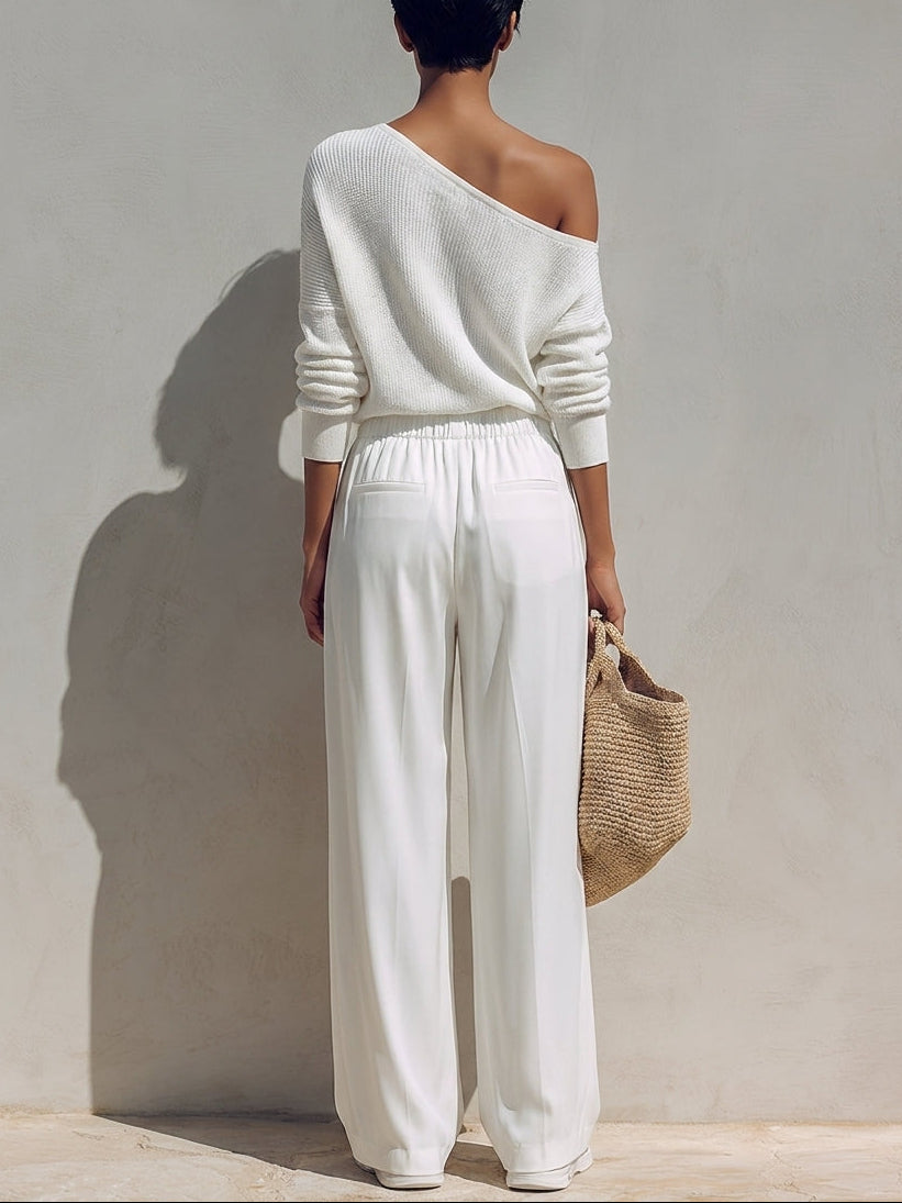 Adele™ One-Shoulder Top and Wide Leg Pants Set