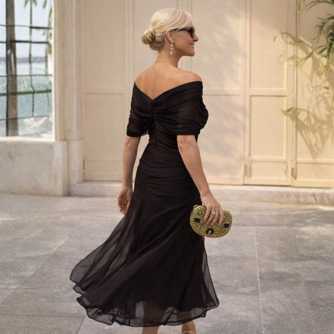 Angelina | Tummy Flattering Off Shoulder Maxi Dress