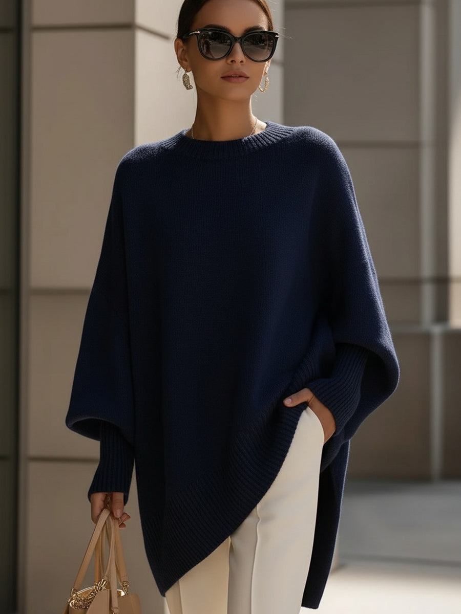 Marguerite poncho sweater in Navy Blue