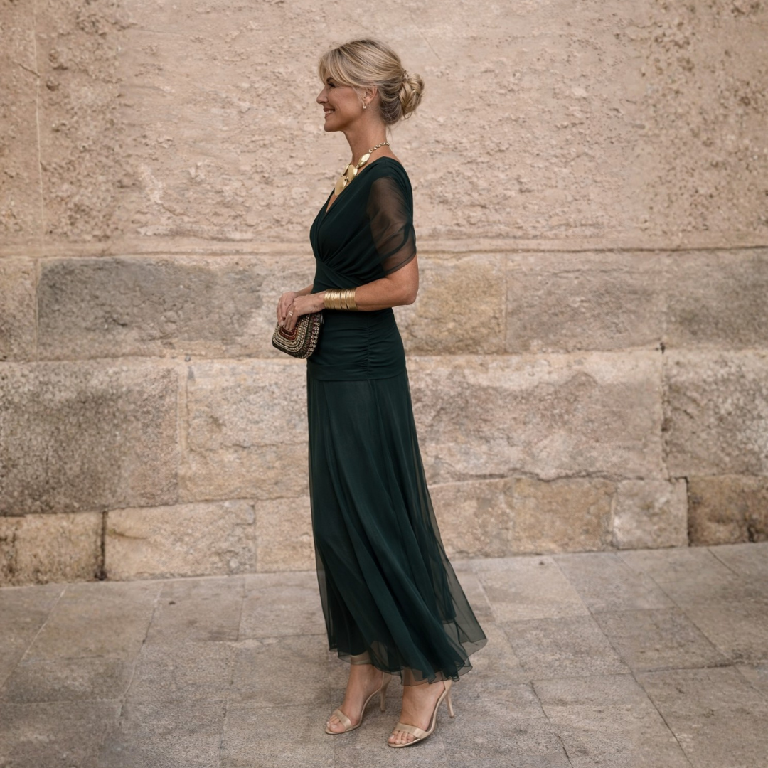 Angelina | Tummy Flattering Off Shoulder Maxi Dress