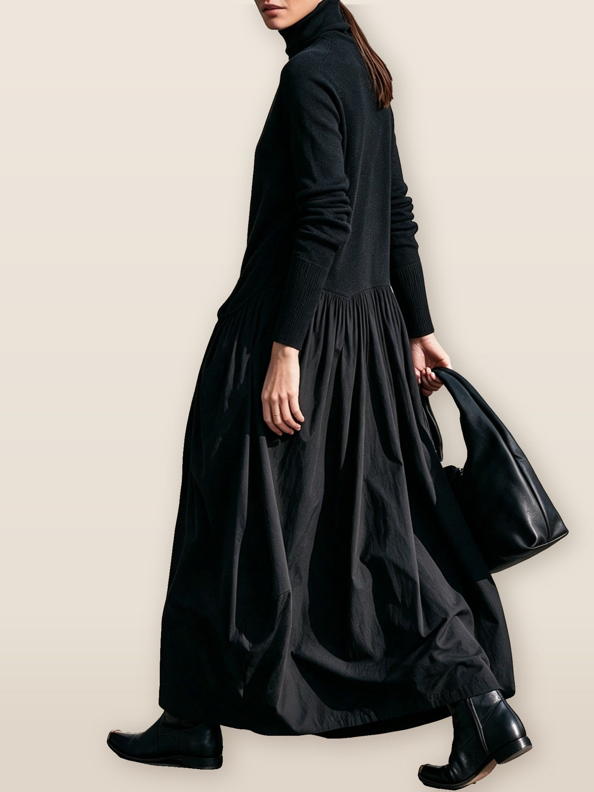 Wilhelmina Roll-Neck Knit Maxi Dress side view