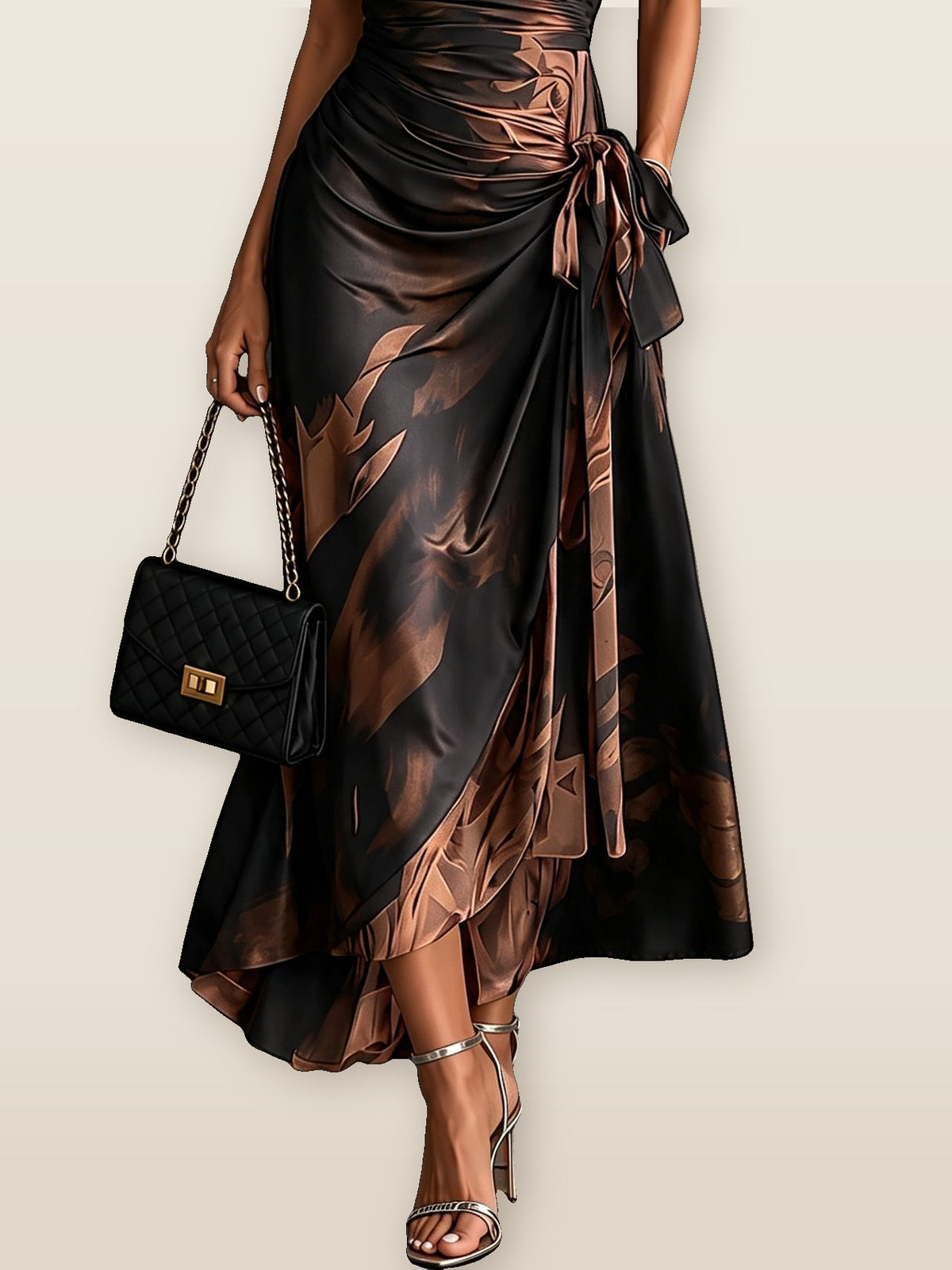 Rosabel Abstract Print Wrap Maxi Dress