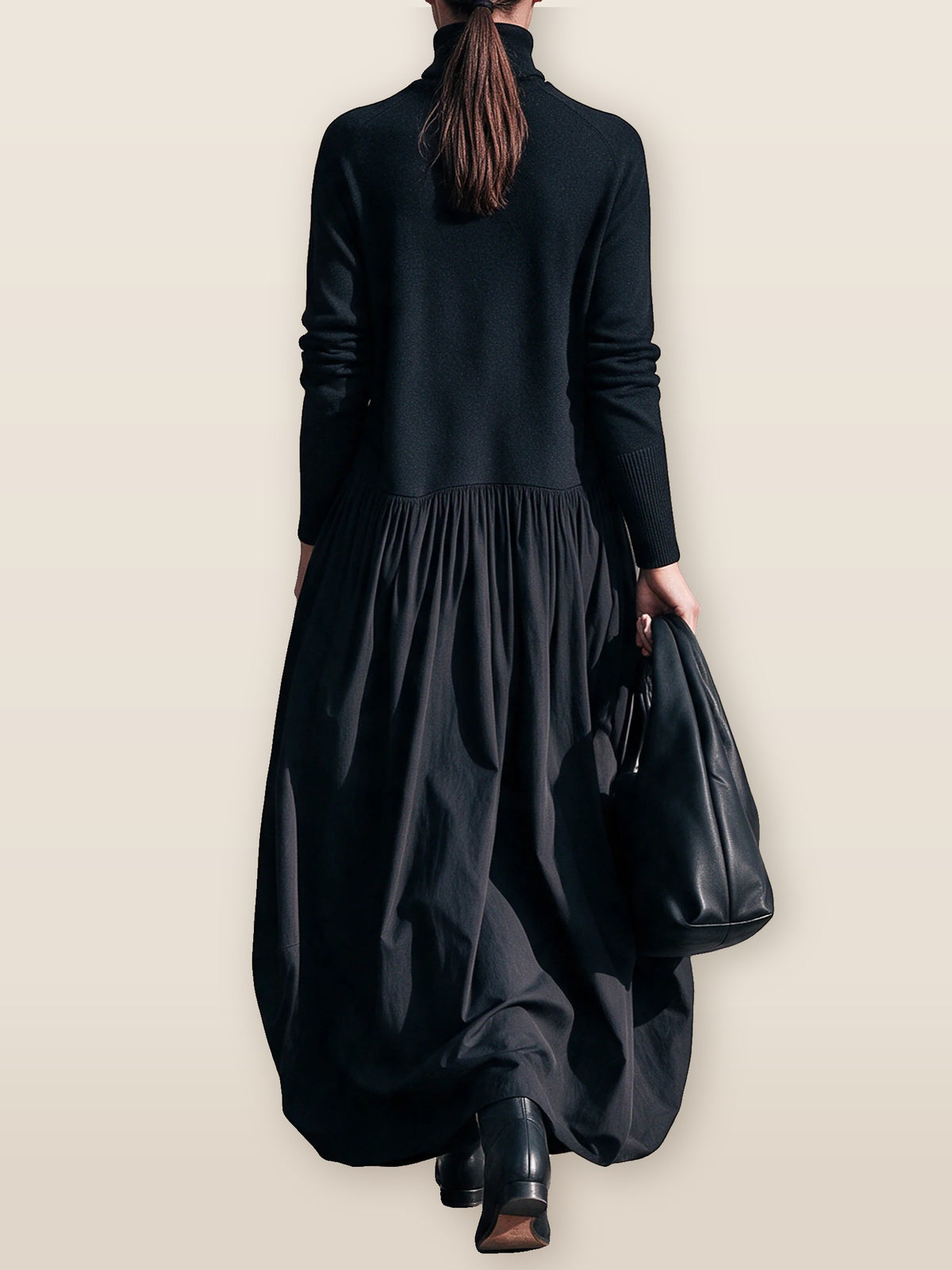 Wilhelmina Roll-Neck Knit Maxi Dress back view