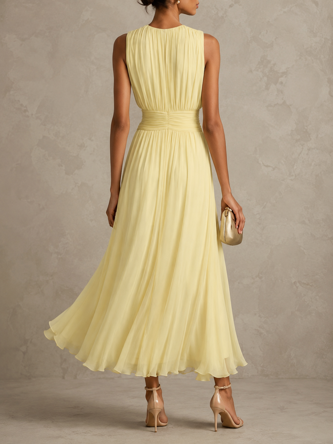 Cordelia maxi dress in Yellow, back view