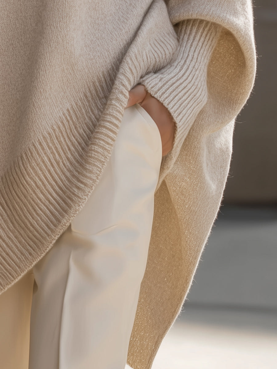 Marguerite poncho sweater knit detail