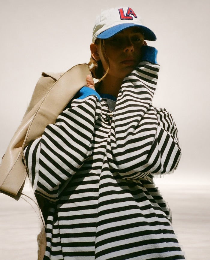 Abby – Striped Oversized Sweater in Black & White