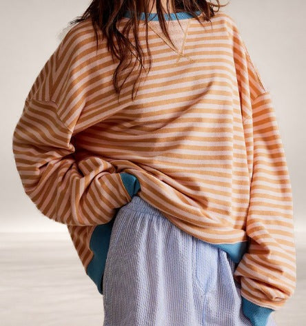 Abby – Striped Oversized Sweater in Orange