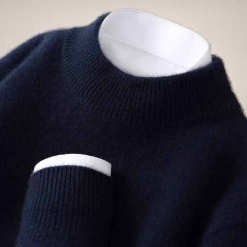 Anne-Mary – Soft Mock Neck Sweater in Blue
