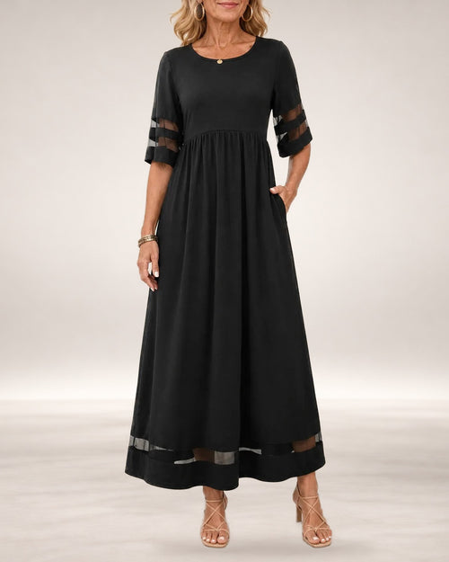 Aubrey – Tummy-Smoothing A-Line Midi Dress in Black