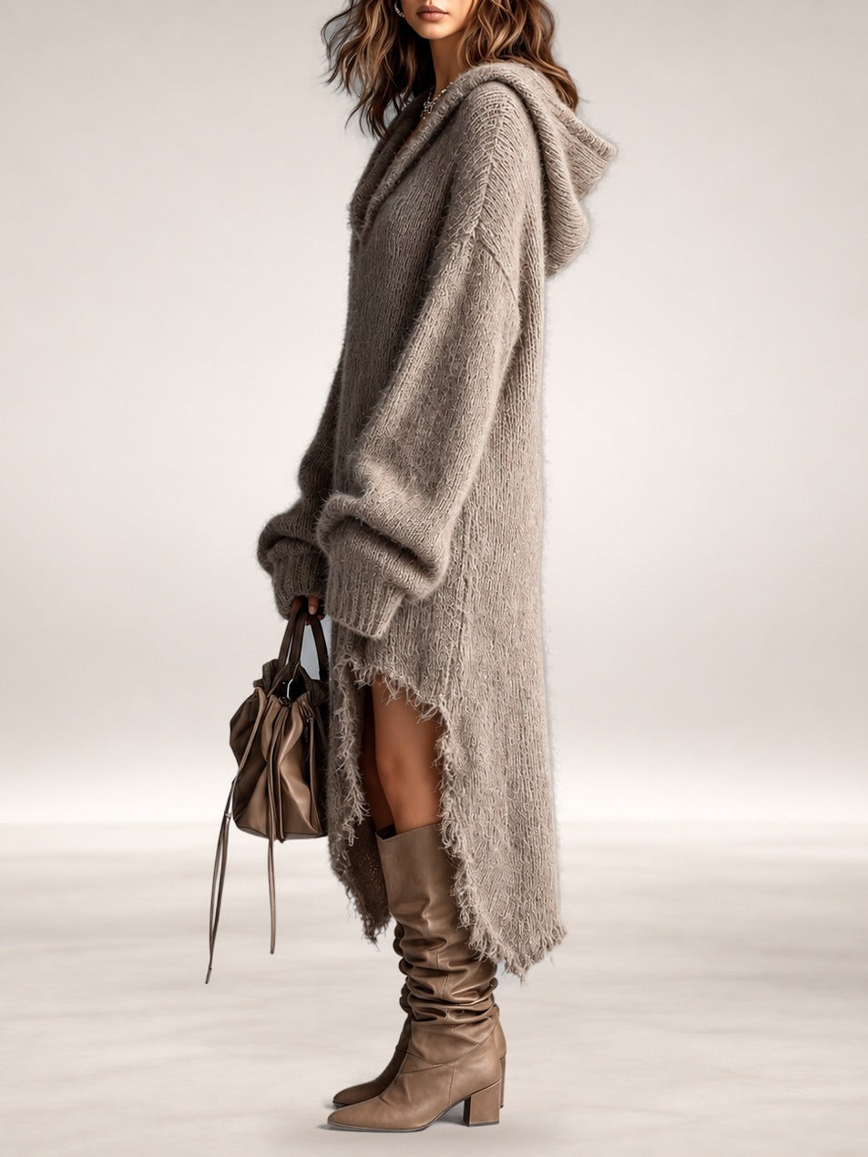 Briony | Hooded Oversized Knit Midi Dress