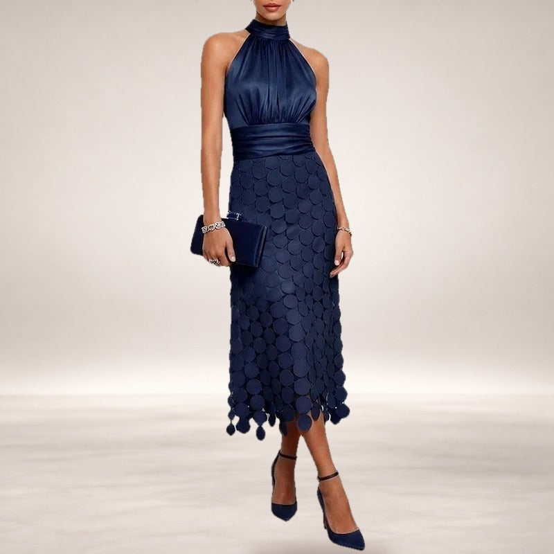 Celine halter midi dress in Navy Blue