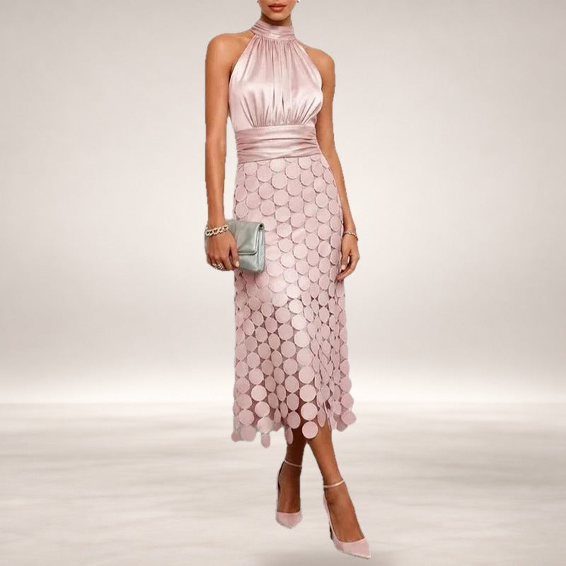 Celine halter midi dress in Pink