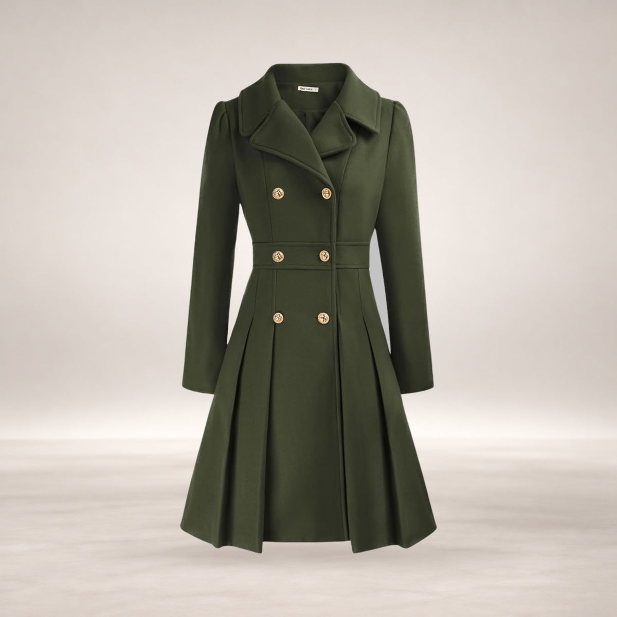 Dami | Women's Classy Long-Sleeve Coat with Double Button Front in Army Green