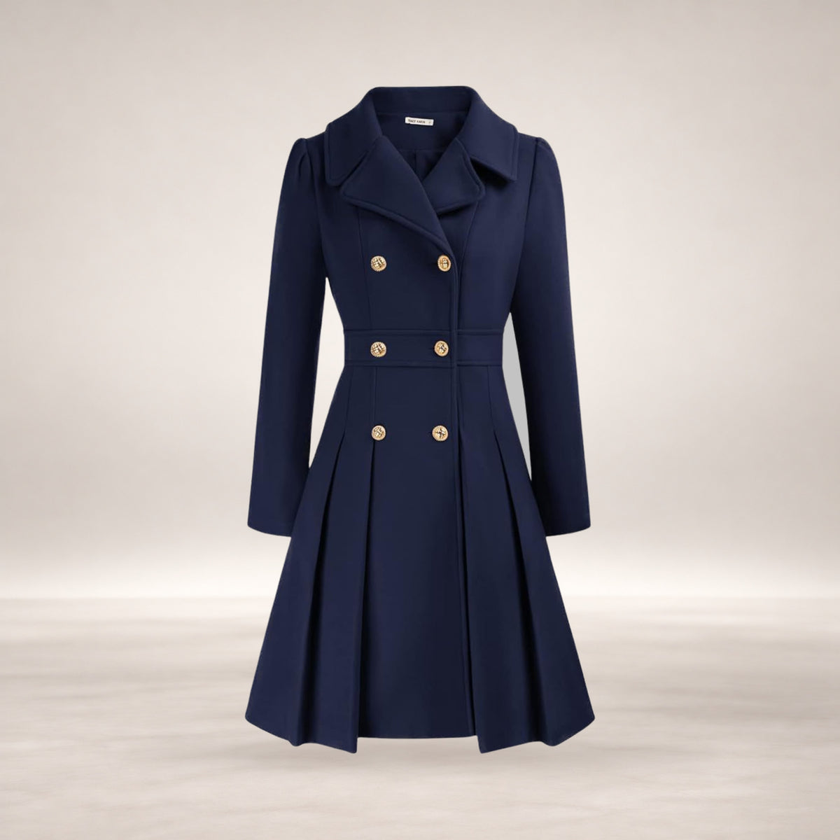 Dami | Women's Classy Long-Sleeve Coat with Double Button Front in Dark Blue