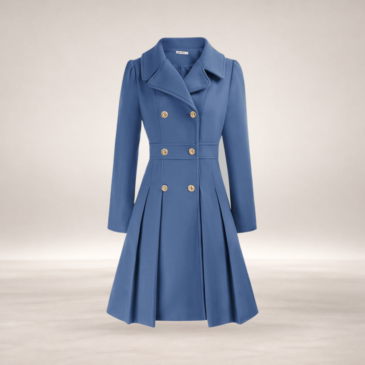 Dami | Women's Classy Long-Sleeve Coat with Double Button Front in Gray Blue