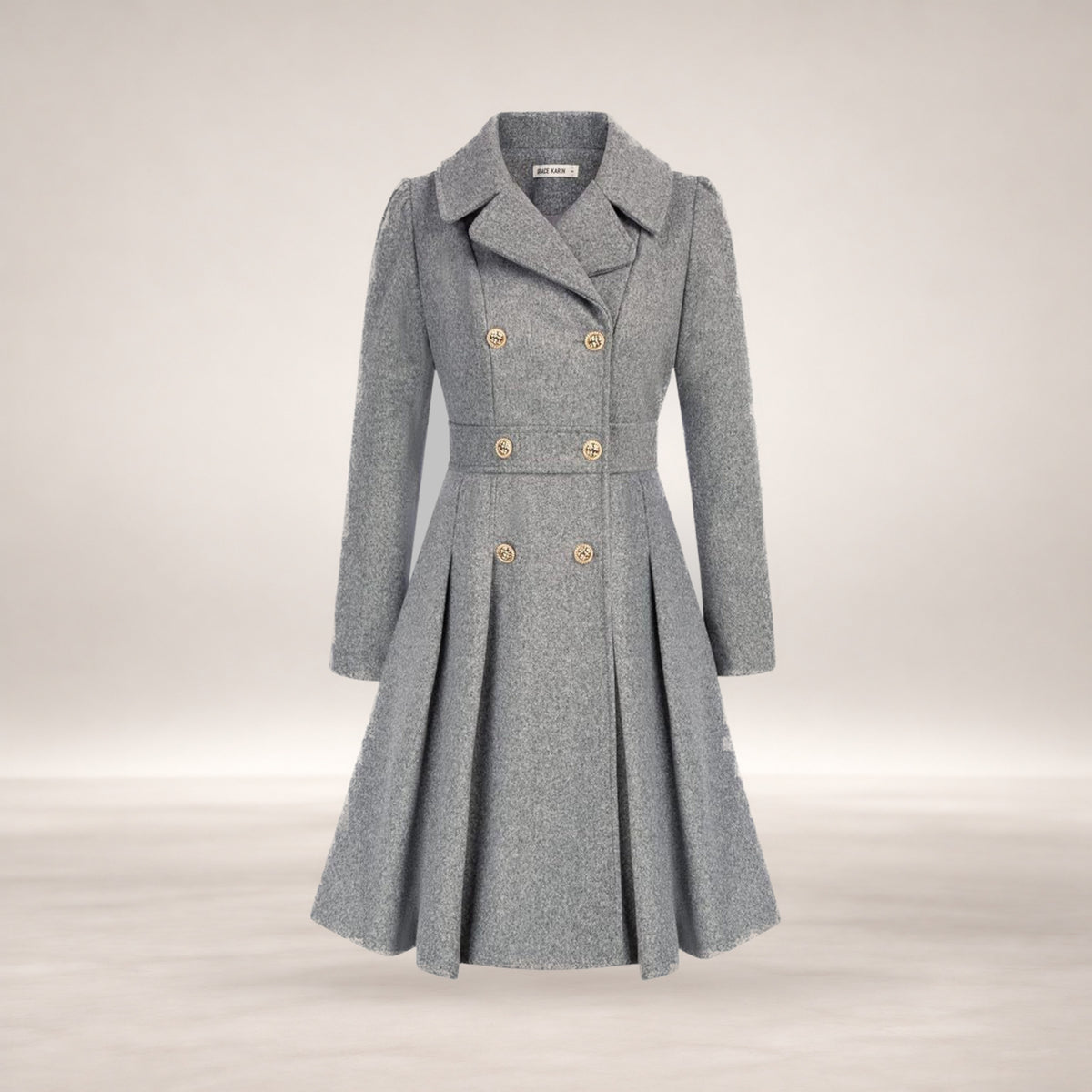 Dami | Women's Classy Long-Sleeve Coat with Double Button Front in Light Gray