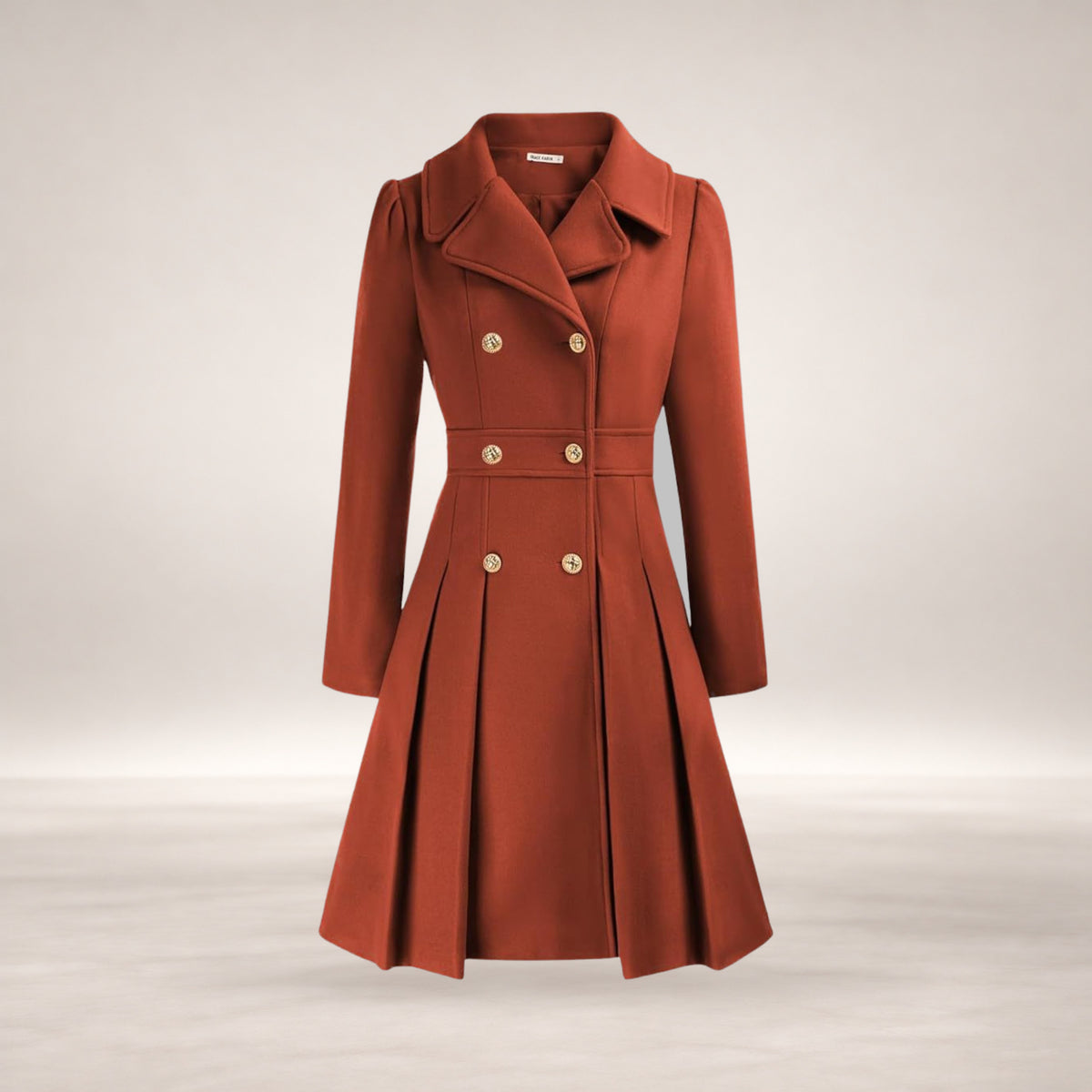 Dami | Women's Classy Long-Sleeve Coat with Double Button Front in Orange