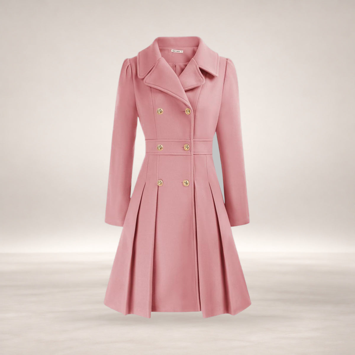 Dami | Women's Classy Long-Sleeve Coat with Double Button Front in Pink