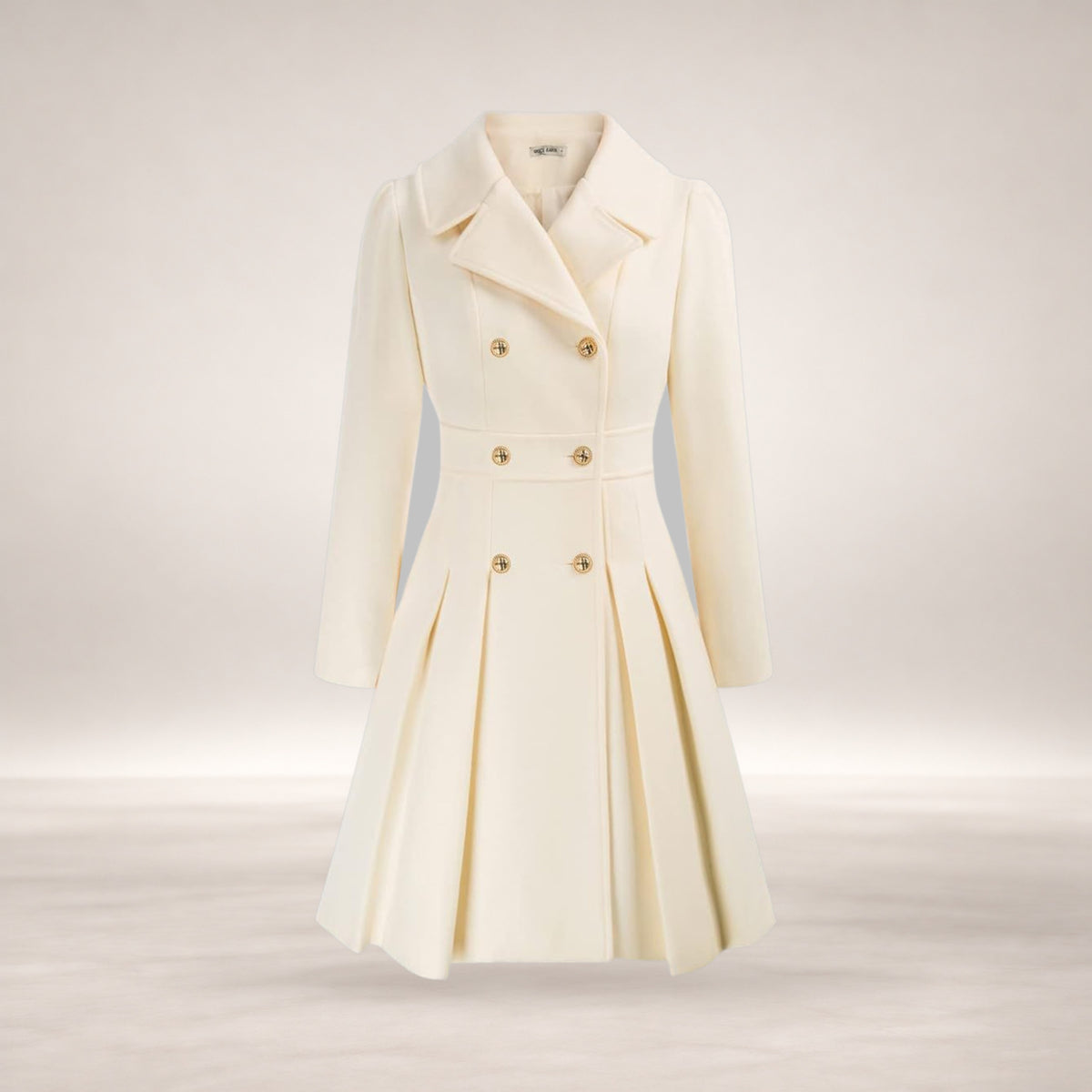 Dami | Women's Classy Long-Sleeve Coat with Double Button Front in White
