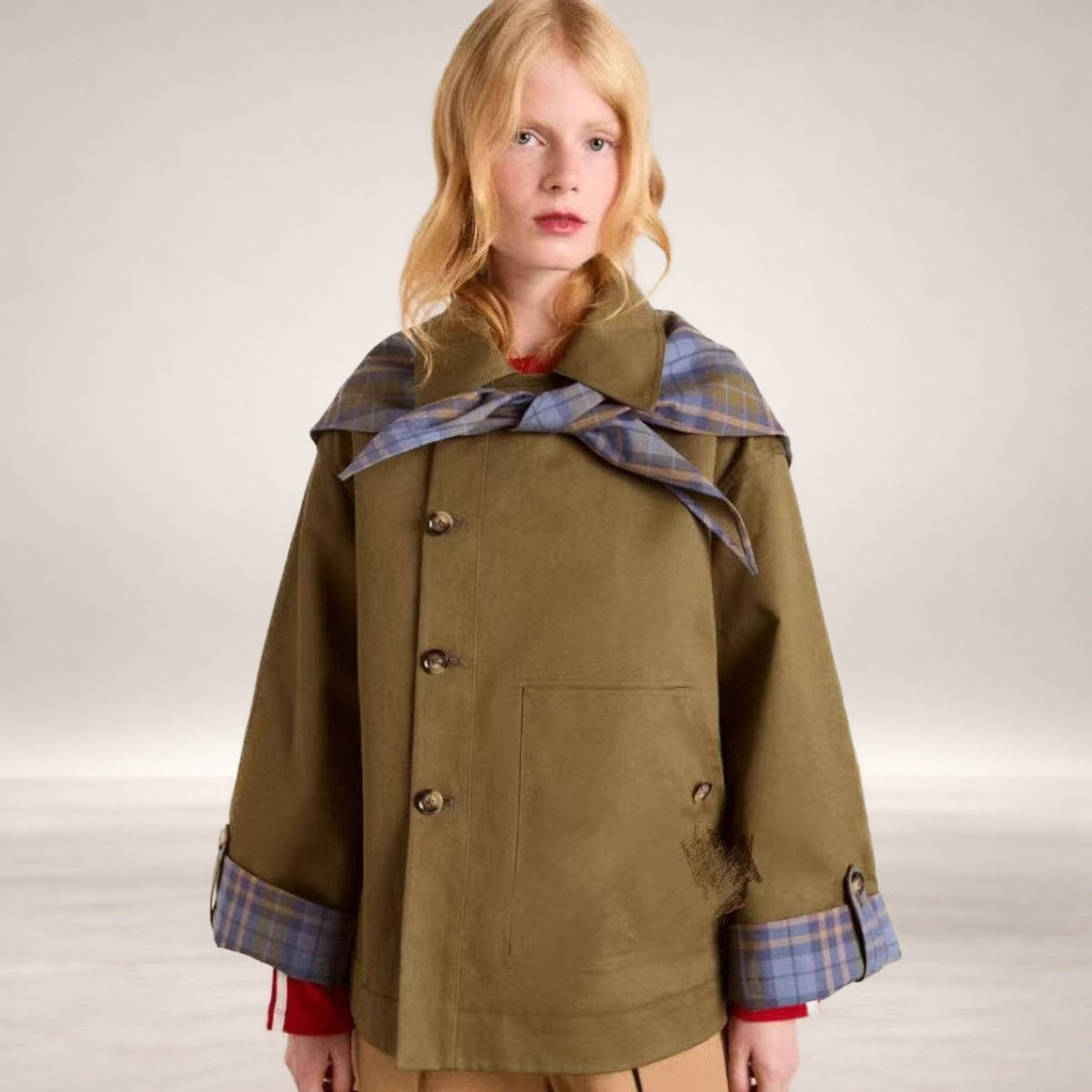 Eleanor | Women's Oversized Double-Breasted Plaid-Lined Trench Coat