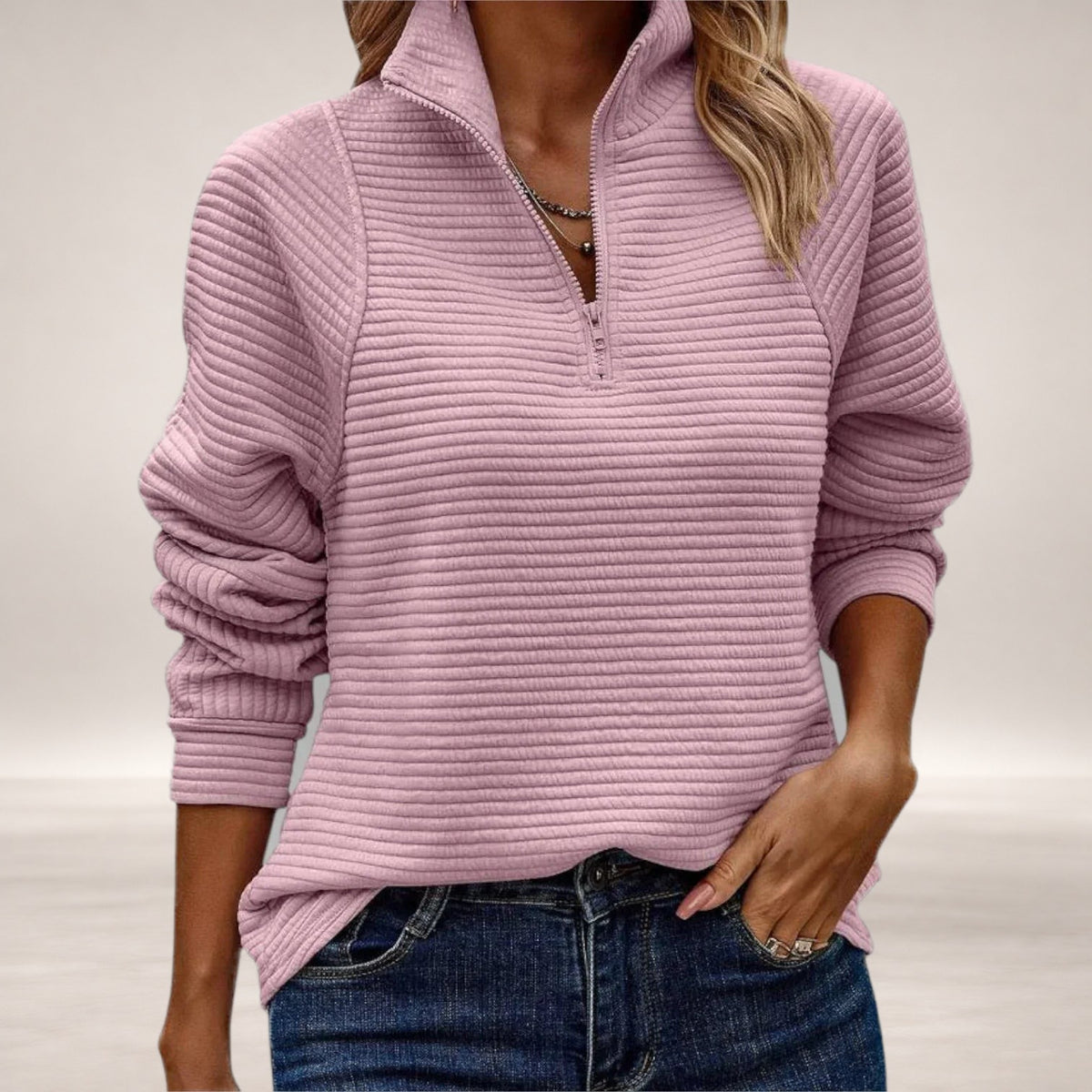 Elsa – Half-Zip Pullover for Effortless Style and Comfort in Pink