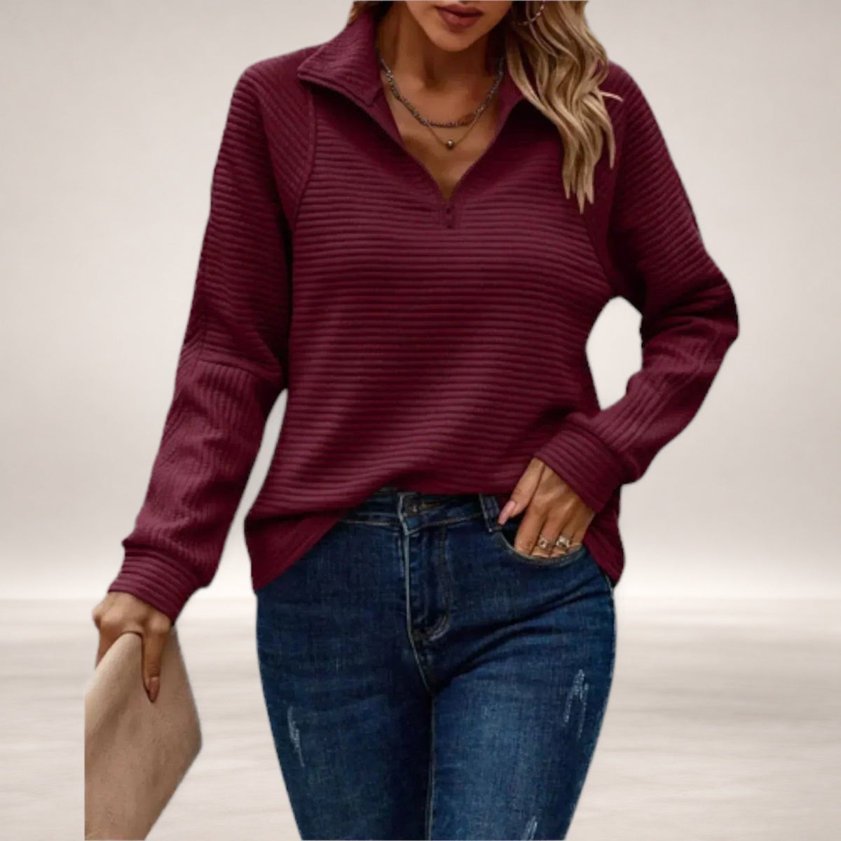 Elsa – Half-Zip Pullover for Effortless Style and Comfort in Red
