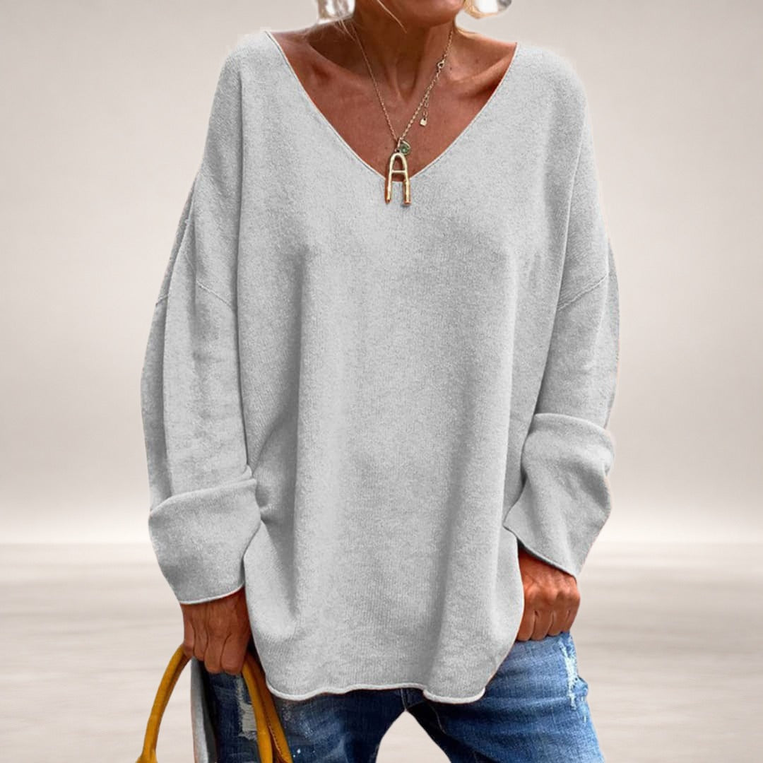 Emelin – Oversized Longsleeve Shirt in Gray