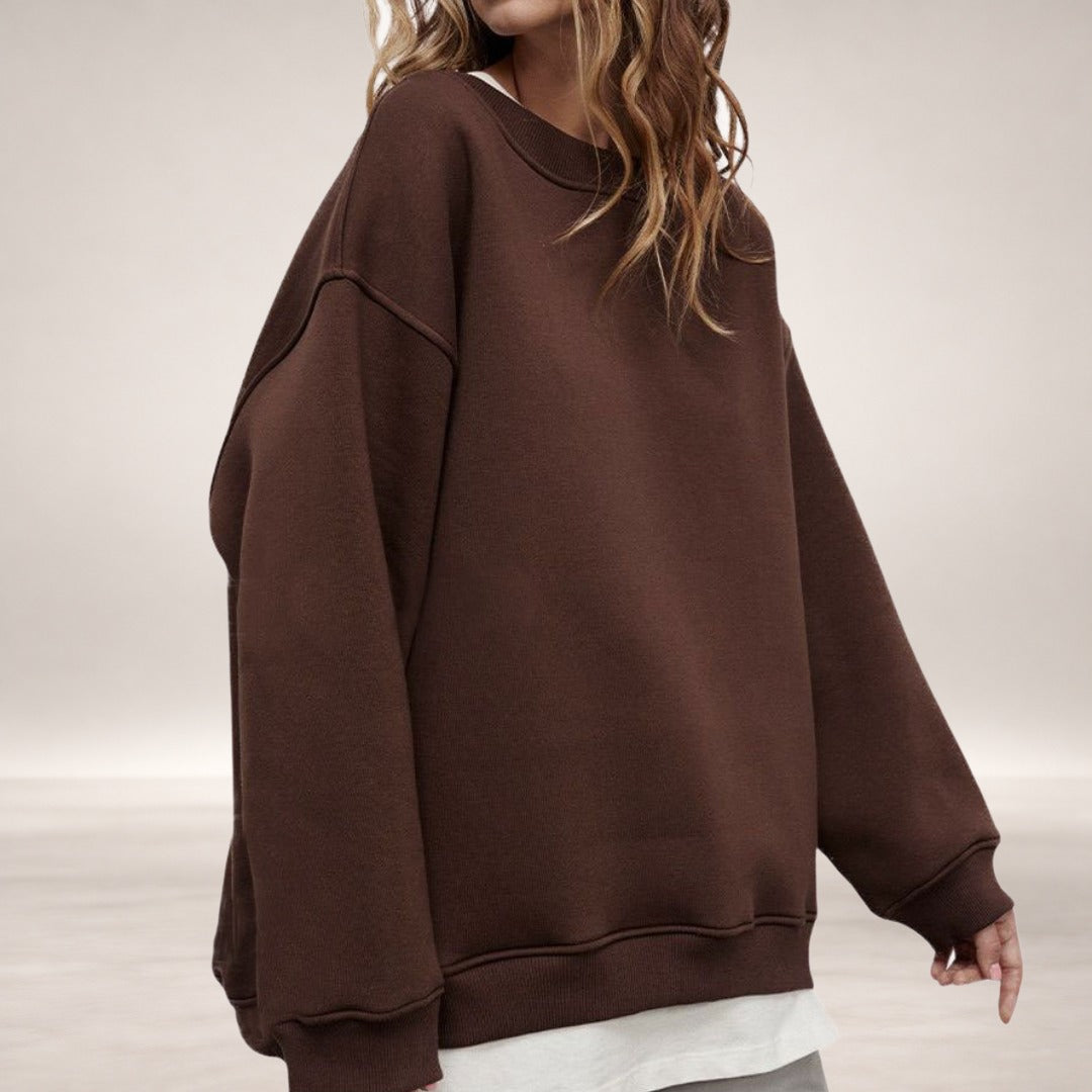 Haley – Oversized Fleece Sweatshirt in Coffee Brown