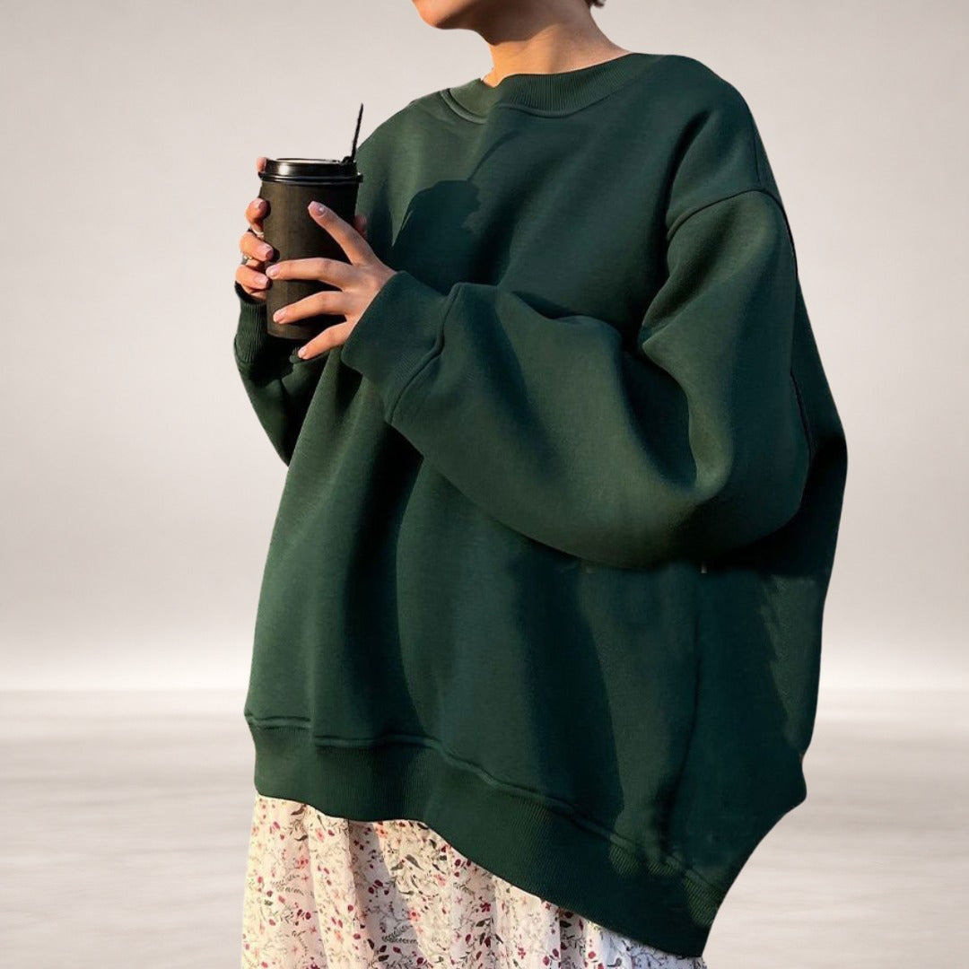 Haley – Oversized Fleece Sweatshirt in Dark Green