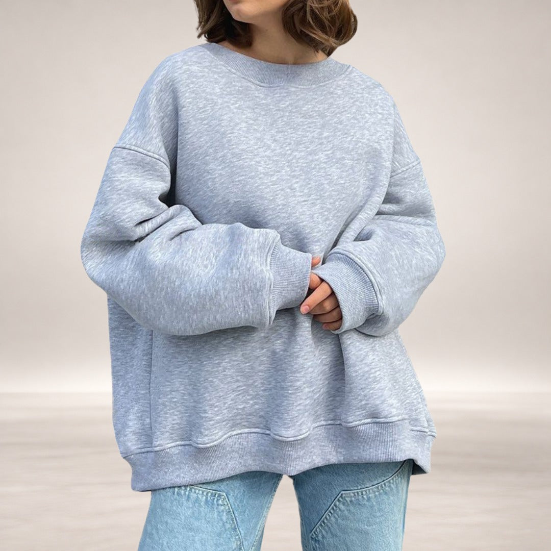 Haley – Oversized Fleece Sweatshirt in Heather Gray