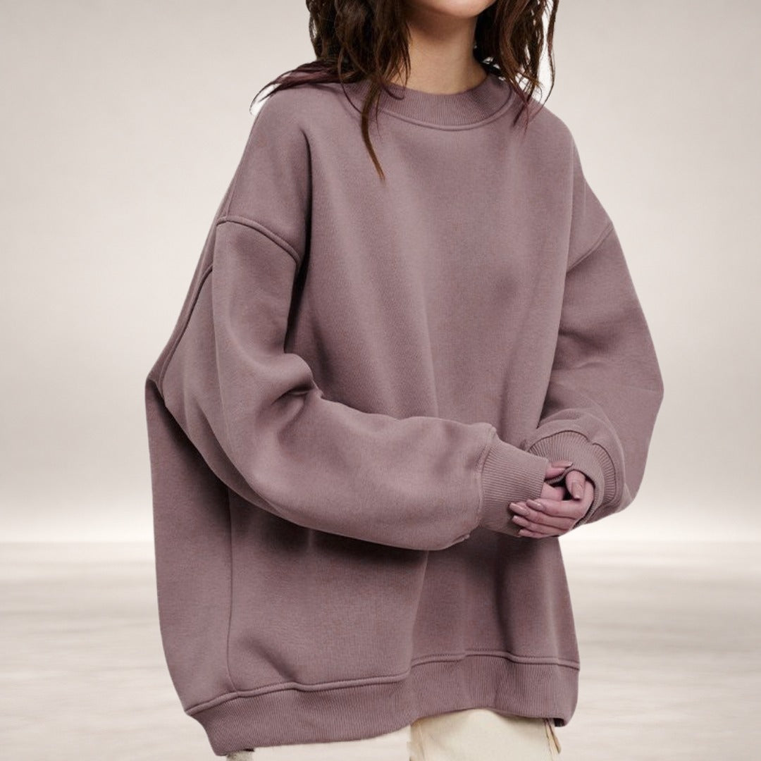 Haley – Oversized Fleece Sweatshirt in Light Brown