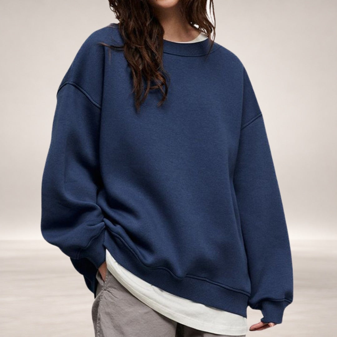 Haley – Oversized Fleece Sweatshirt in Navy Blue