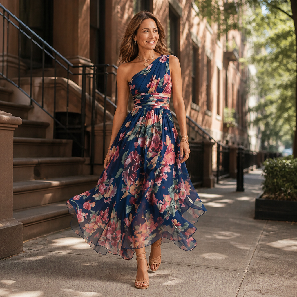 Evelyne | One-Shoulder Floral Maxi