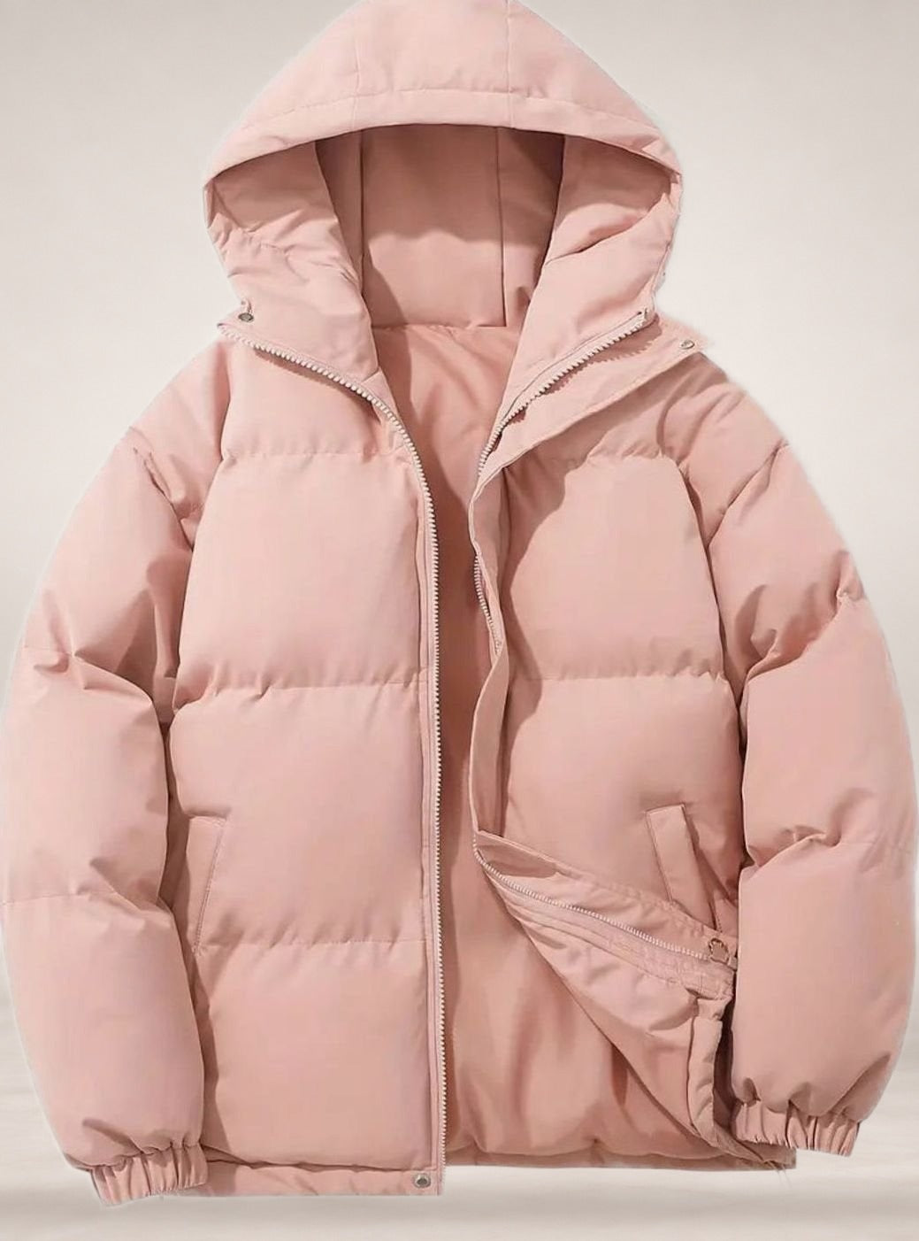 Isabella | Women's Hooded Quilted Puffer Jacket Zip-Up Drawstring in Pink