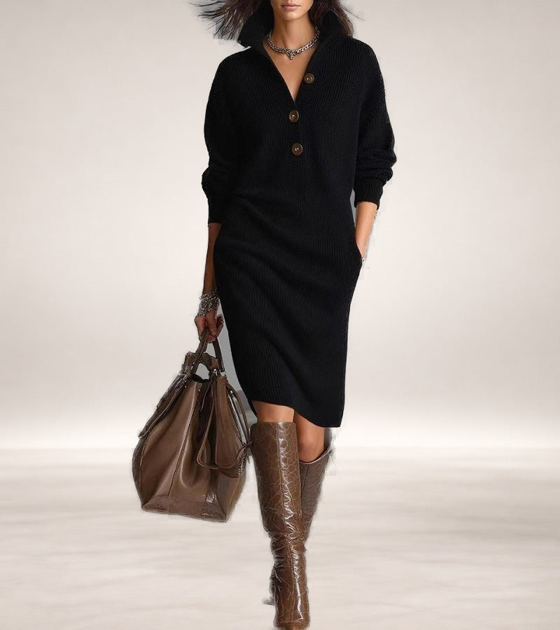 Julia – Warm Knit Dress in Black