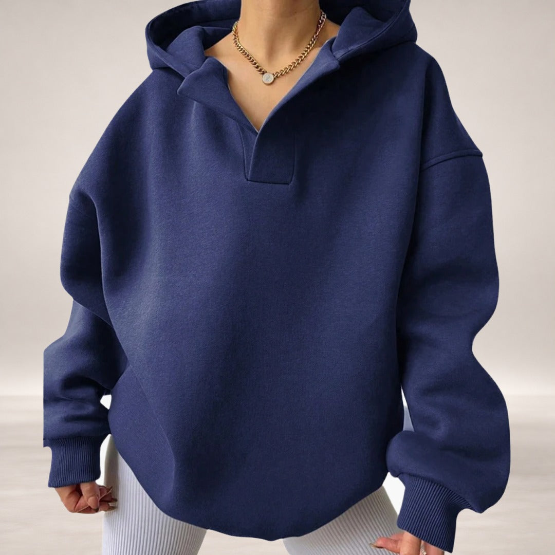 Kassie – Oversized Hooded Sweatshirt in Dark Blue
