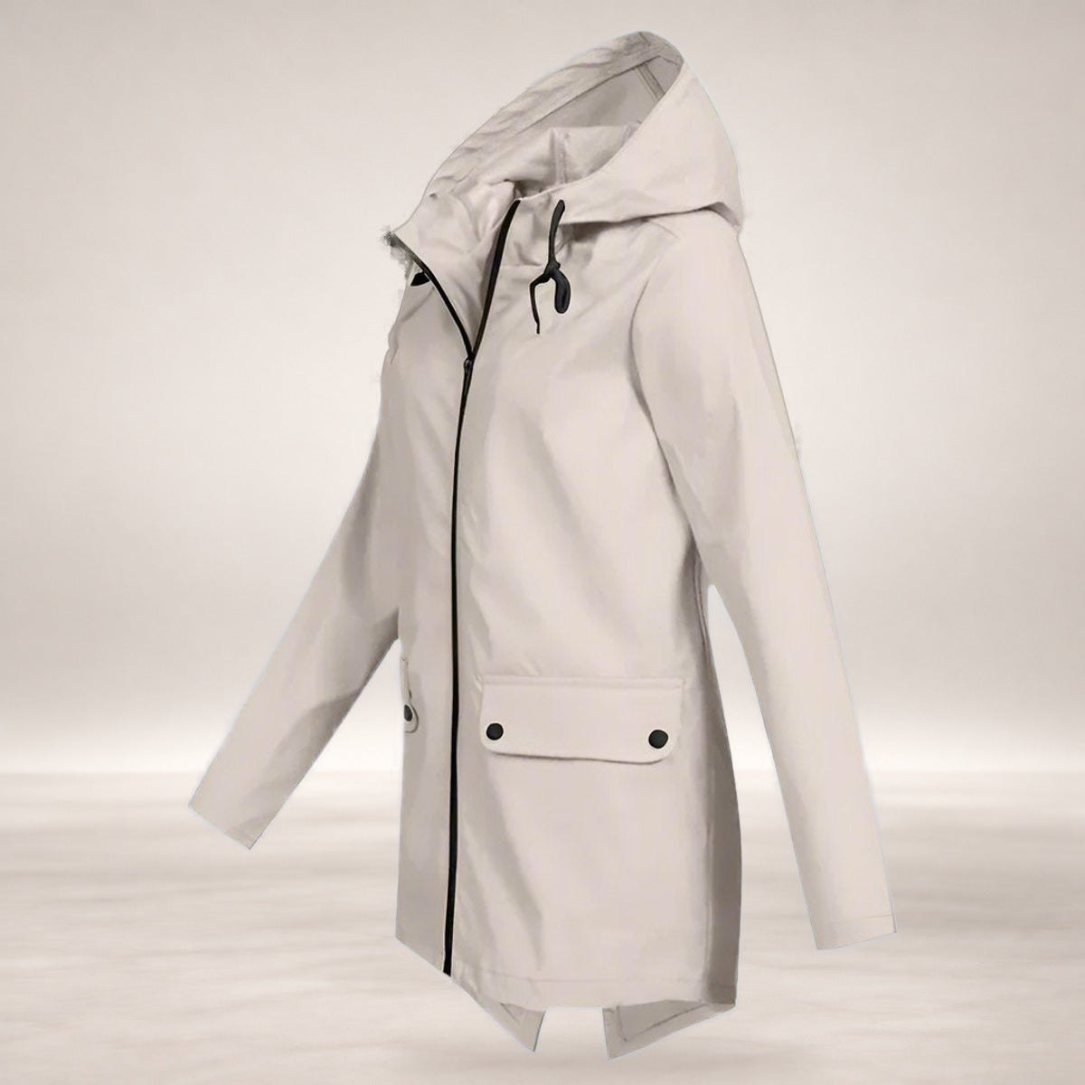Layla | Women's Waterproof Hooded Rain Jacket Zip-Up Longline