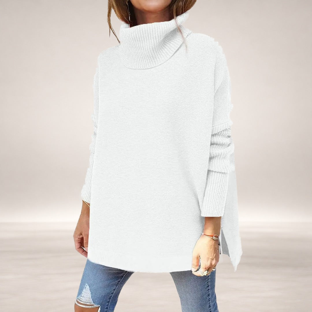 Leah – High Neck Knitted Sweater in White