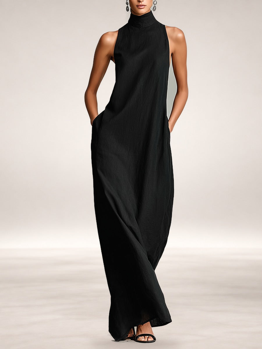 Lilian high-neck maxi dress in Black