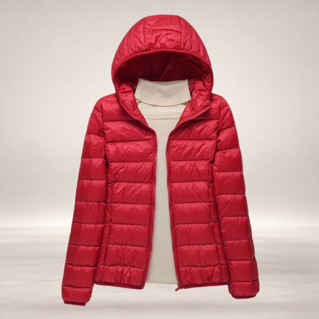 Lily | Women's Lightweight Wind & Waterproof Quilted Jacket in Red Hood