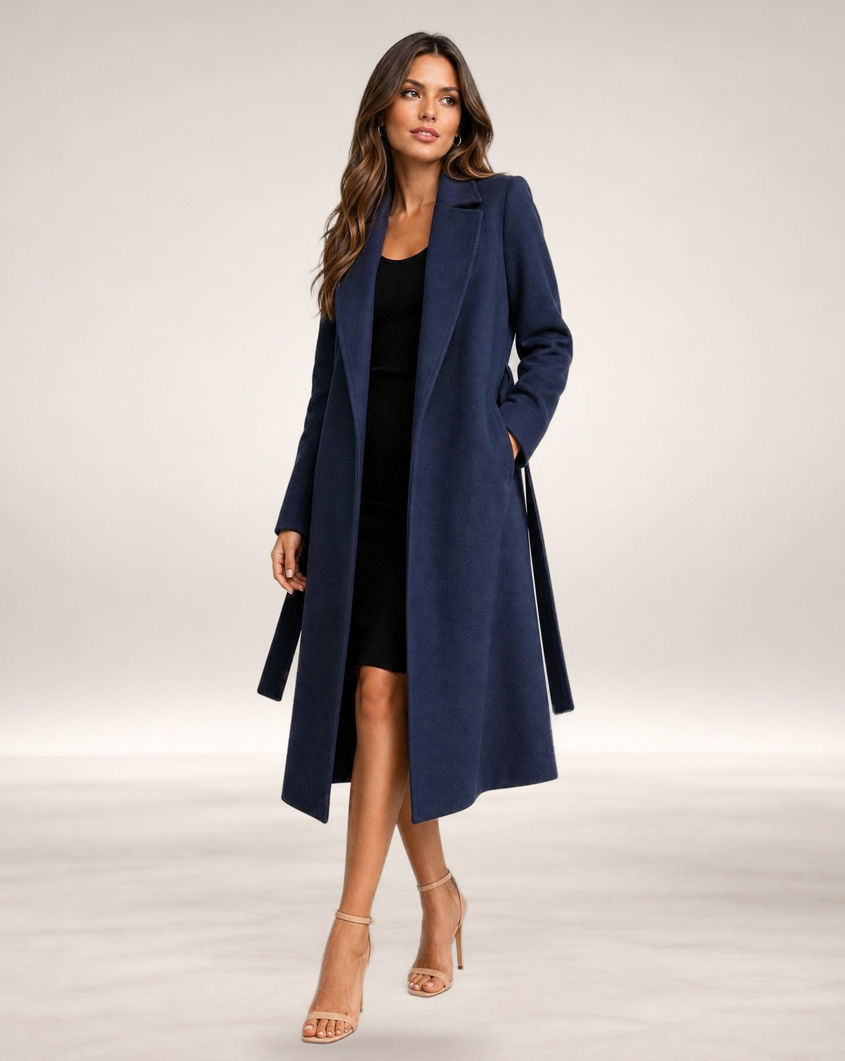 Luna | Women's Belted Wool-Blend Long Lapel Trench Coat