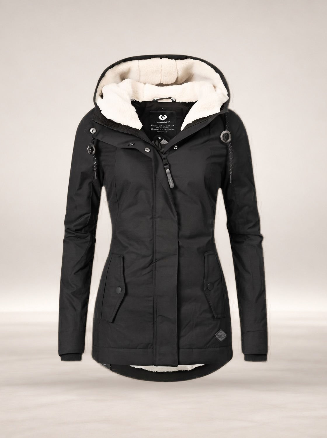 Madison | Women's Fleece-Lined Waterproof Hooded Zip-Up Jacket in Black
