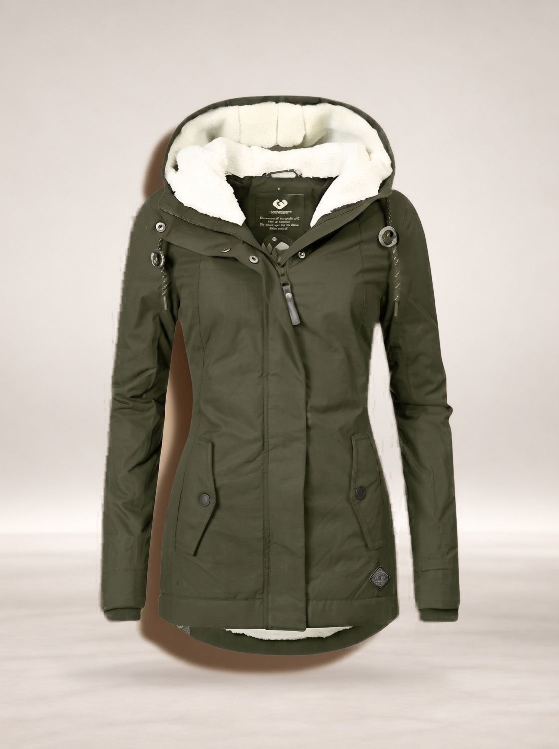 Madison | Women's Fleece-Lined Waterproof Hooded Zip-Up Jacket in Green