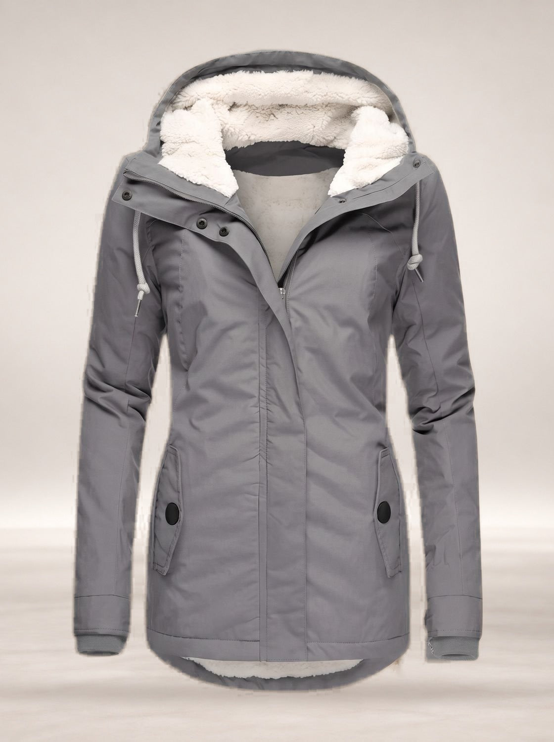 Madison | Women's Fleece-Lined Waterproof Hooded Zip-Up Jacket in Grey