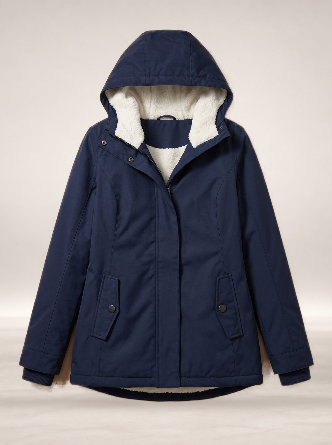 Madison | Women's Fleece-Lined Waterproof Hooded Zip-Up Jacket in Navy Blue
