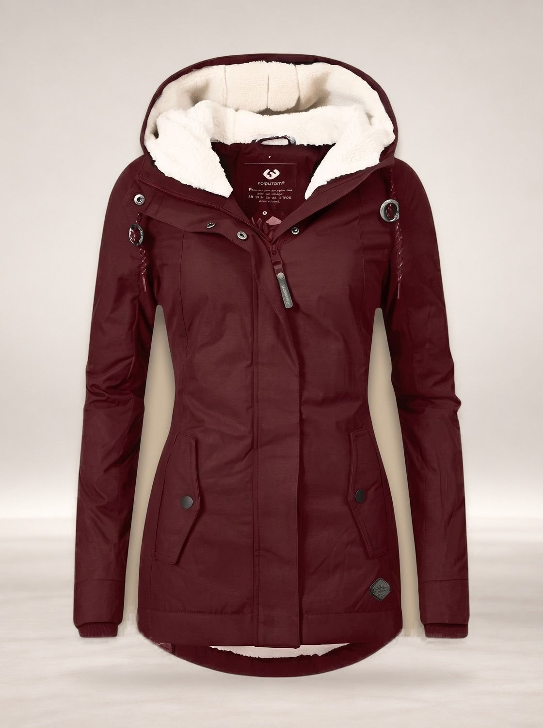 Madison | Women's Fleece-Lined Waterproof Hooded Zip-Up Jacket in Red