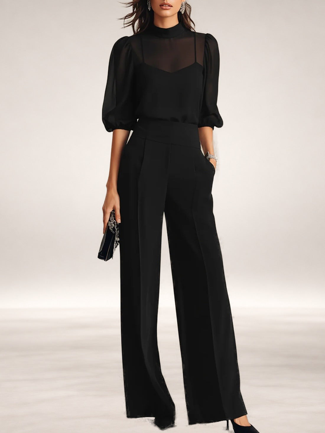 Maira Elegant Three-Piece Set in Black