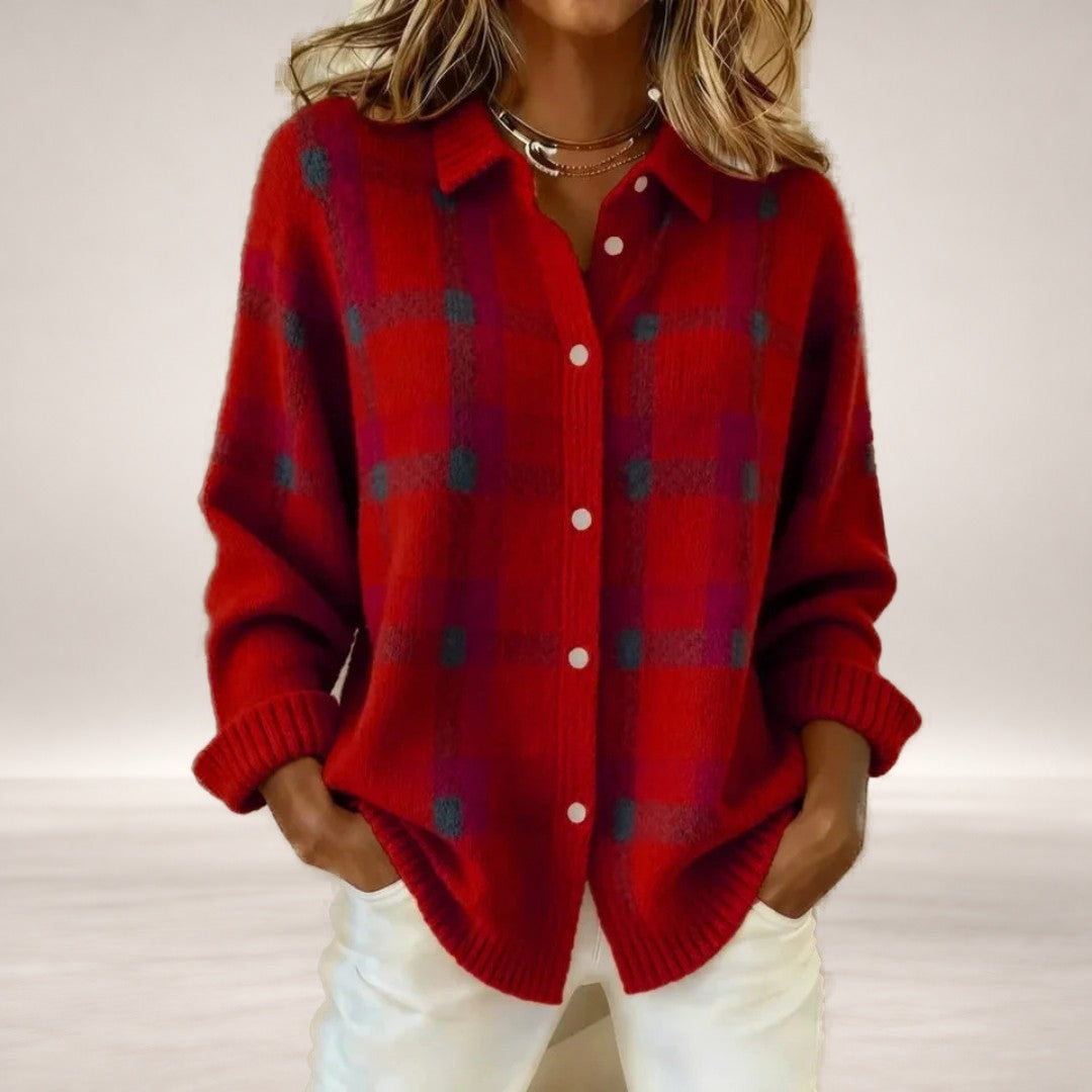 Marisha – Classic Striped Knit Sweater in Red
