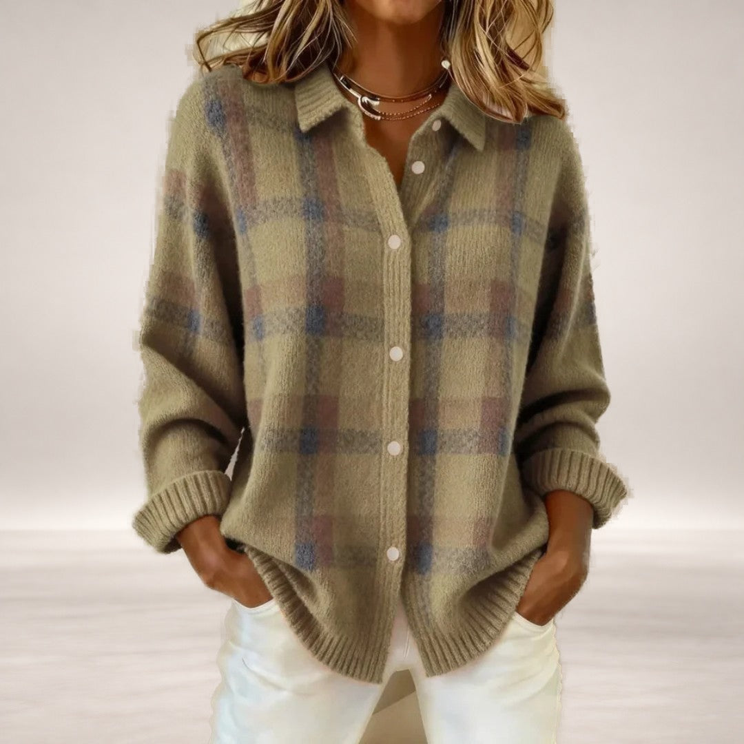 Marisha – Classic Striped Knit Sweater in Taupe