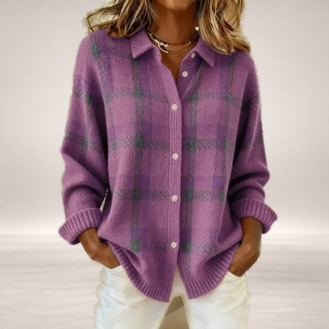 Marisha – Classic Striped Knit Sweater in Violet